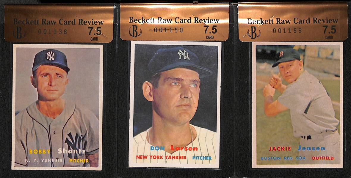 Lot of 15 - 1957 Topps Graded Baseball Cards - All Graded BVG 7.5 - w. Bobby Shantz